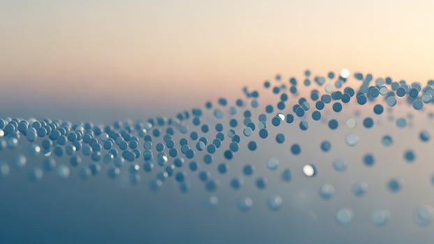 Abstract wave of dots on a blue background photo