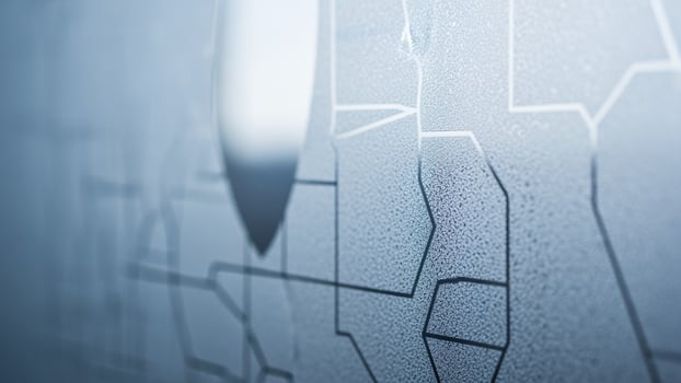 A close up of a map on a wall photo