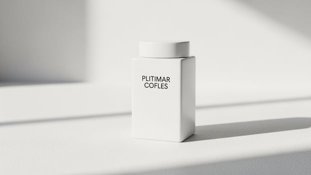 A white bottle of perfume sitting on a table photo