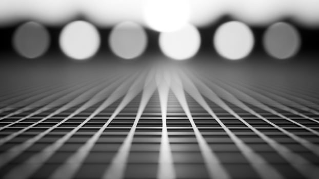 Black and white photo of a grid of squares