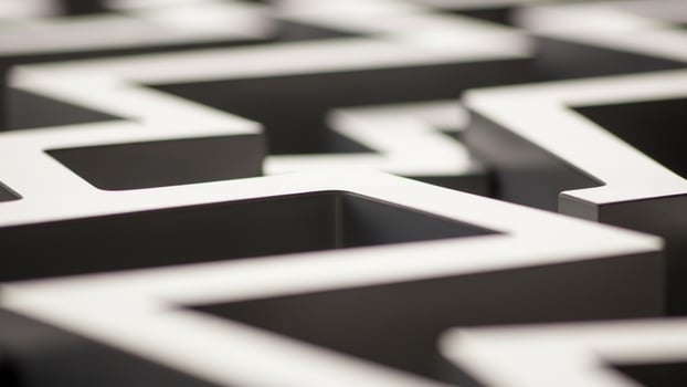 A close up of a maze made of metal photo