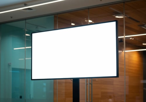Blank display screen for presentation or mockup with neutral background photo