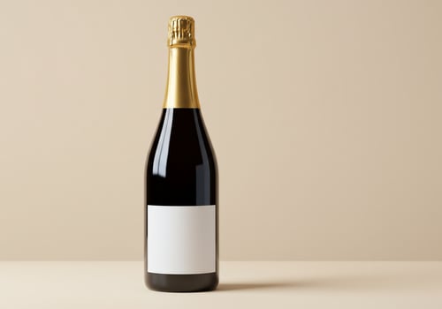 Elegant bottle with blank label mockup for alcoholic beverage presentation photo
