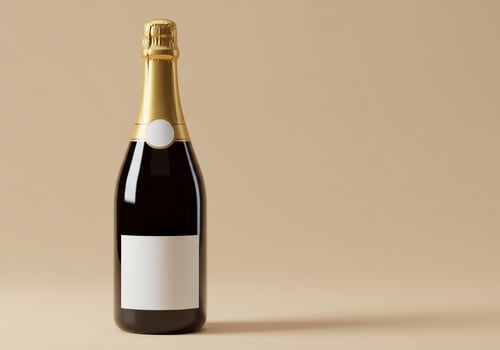 Elegant bottle with blank label for celebration mockup photo