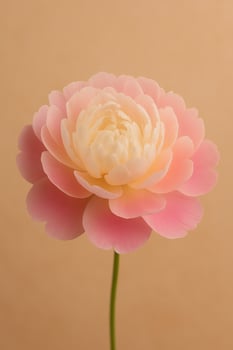 Close-up of a blooming peony with ombre petals, transitioning from creamy white to soft pink. Minimalist background, perfect for floral, romantic, or wellness themes. photo