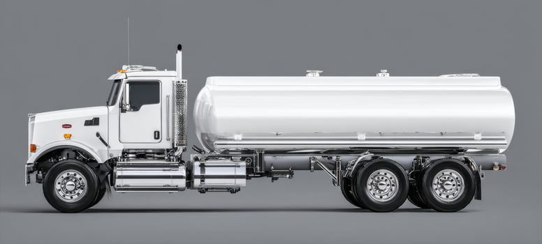 The chrome tanker truck showcasing industrial design and commercial utility. photo