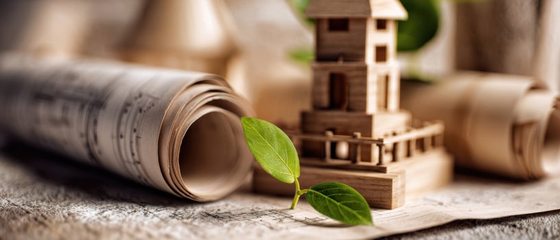 The detailed wooden model representing innovative architectural design and nature elements. photo