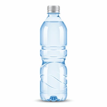 Clear plastic water bottle isolated on white background refreshment container photo