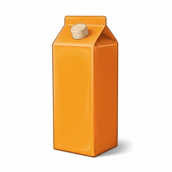 Orange carton with cap isolated on white background mockup photo