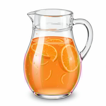 Orange drink in glass pitcher with sliced fruit refreshment photo