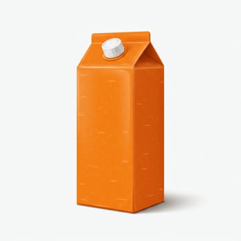 Orange juice box isolated on white background still life illustration photo