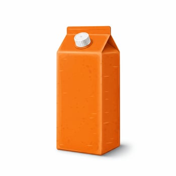 Orange juice carton packaging mockup on white background photo