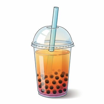 Refreshing bubble tea drink with tapioca pearls illustration photo