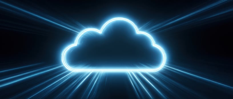 The glowing neon cloud symbolizing digital connectivity and modern technology. photo