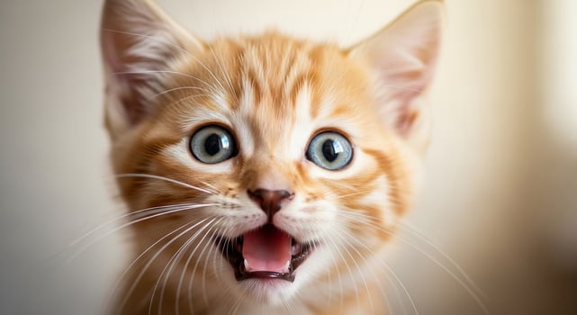 A close up of a cat with its mouth open photo