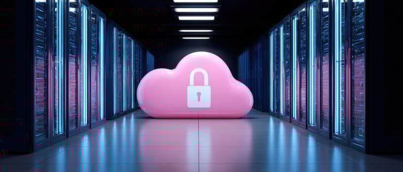 The cloud with a lock symbol representing secure data storage solutions. photo