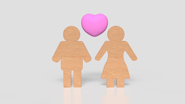 The Wood plate woman and man for couple concept 3d Rendering. photo