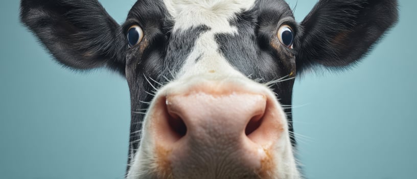 The Close-Up Portrait of a Curious Cow with Expressive Features photo