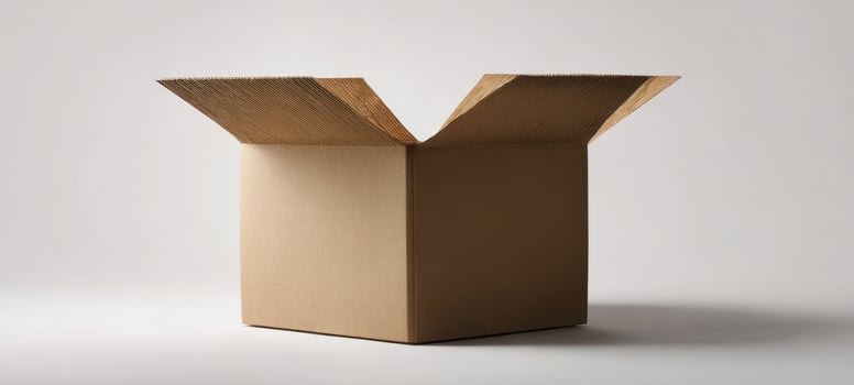 The open cardboard box showcasing minimalistic design and potential uses. photo