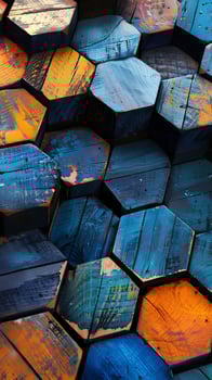 contemporary art installation hexagon woode photo