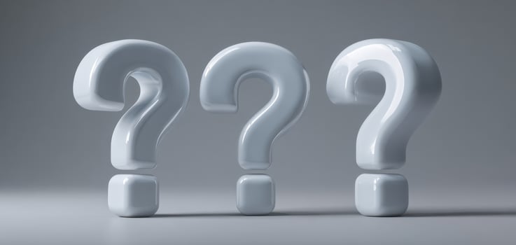 The three white question marks representing curiosity and inquiry in modern design. photo