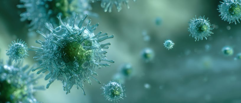 The intricate structure of a virus magnified in a scientific visualization. photo