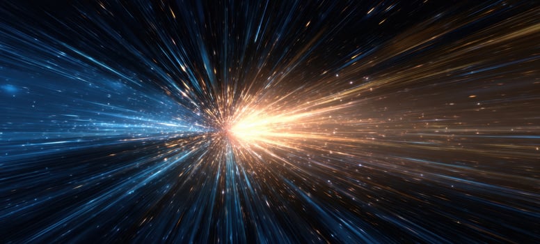 The vibrant explosion of cosmic energy in a speed of light perspective. photo