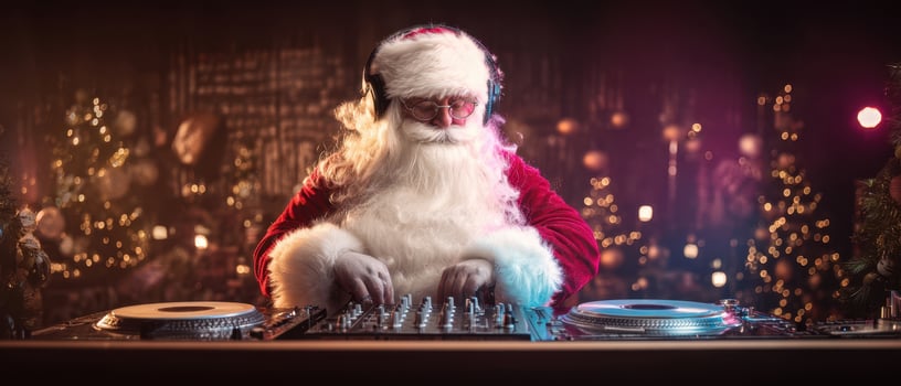 The Christmas DJ Santa Spinning Festive Tunes for the Holiday Celebration photo