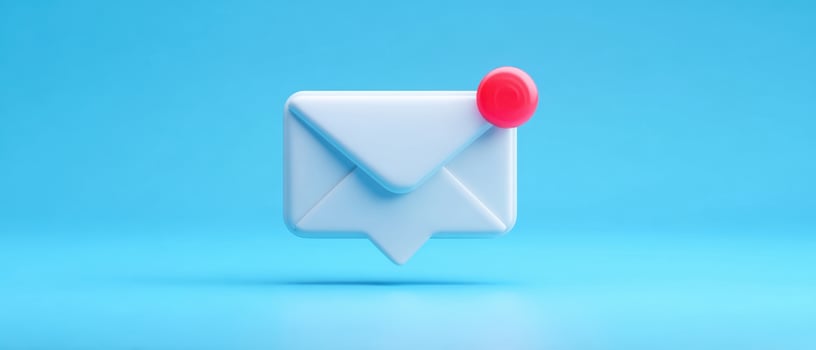 The envelope with notification icon in a vibrant blue setting. photo