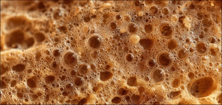 The intricate details of foam bubbles on a rich brown beverage surface. photo