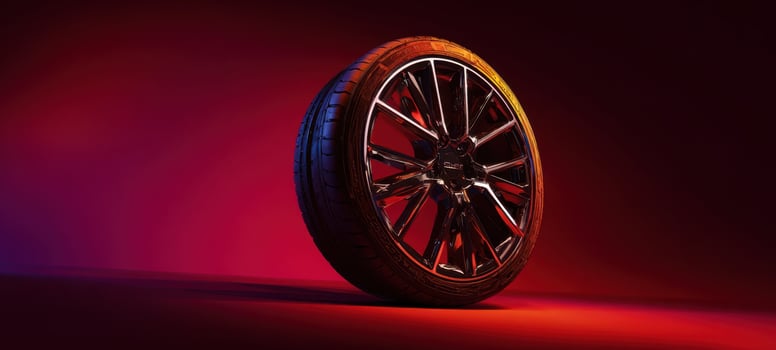 The striking wheel showcasing modern design against a vibrant background. photo