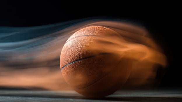 The basketball in dynamic motion with a vibrant blur effect. photo