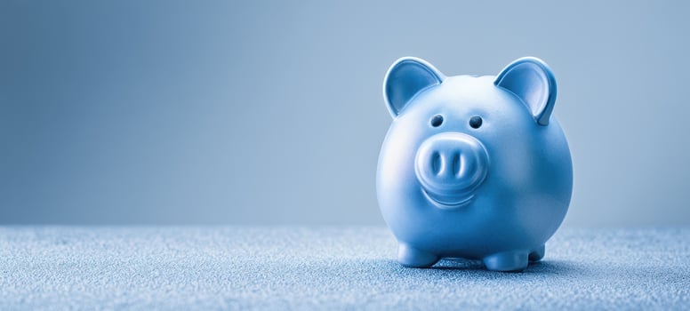 The blue piggy bank symbolizing savings and financial security. photo