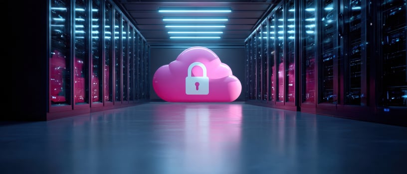 The cloud with a lock symbolizing security in modern digital storage technology. photo