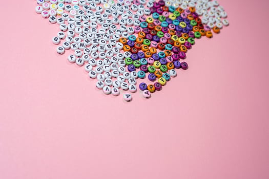 Top View Multicolored Letters with Copy Space photo