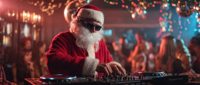 The DJ Santa Spreading Holiday Cheer at a Festive Party photo