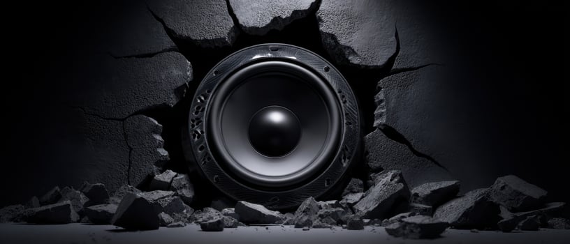 The Speaker Emerging from a Cracked Wall in Dramatic Lighting photo