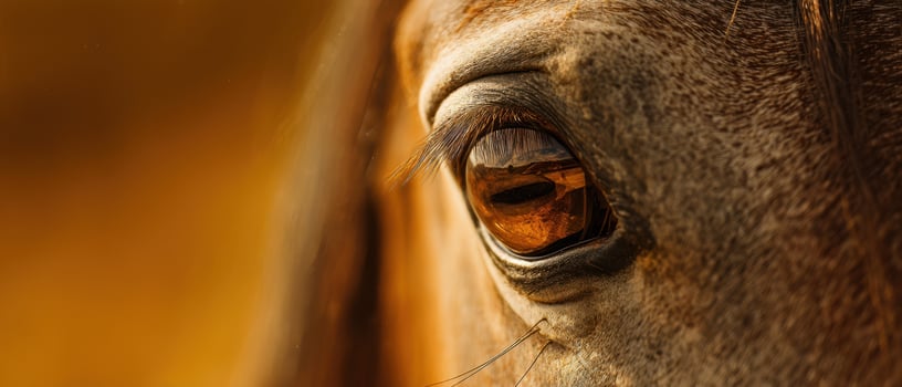 The mesmerizing gaze of a majestic horse captured in golden sunlight. photo