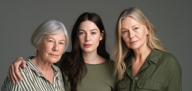 The women of different generations showcasing love and togetherness in a portrait. photo