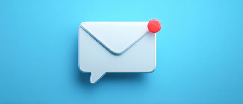The modern envelope icon with notification on a vibrant blue background photo