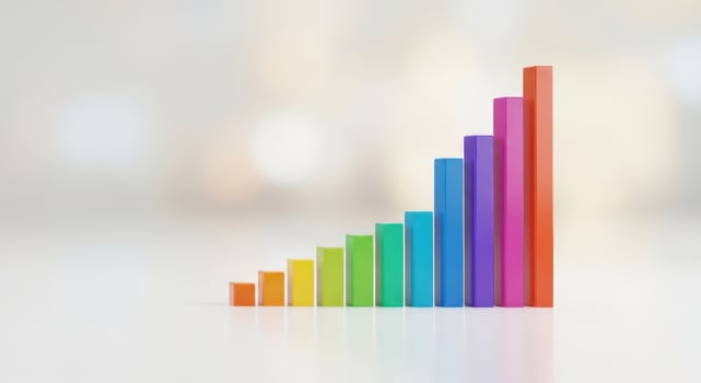 Colorful bar chart showing upward growth and success photo