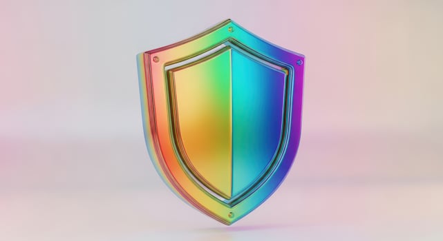 Rainbow shield symbolizing protection, security, and safety photo
