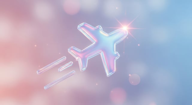 Holographic airplane in flight with motion trails and bokeh photo
