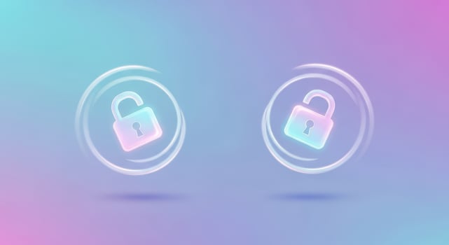 Two glowing neon padlocks symbolizing security and privacy photo