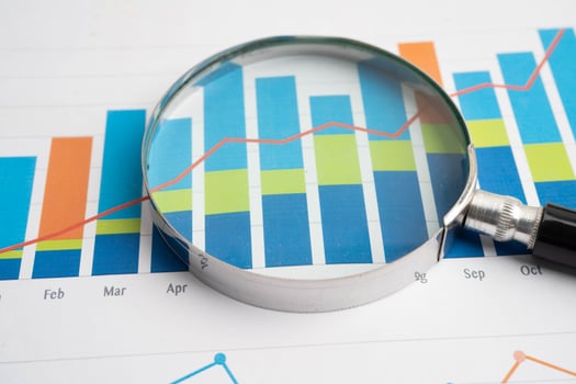 Magnifying glass on graphs photo
