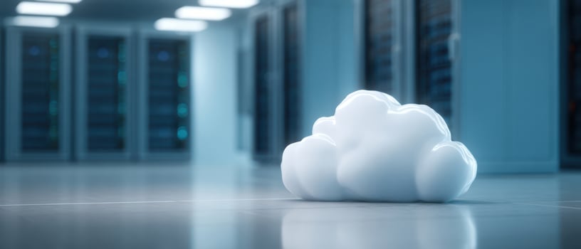 The Soft Cloud Representing Data Storage in a Modern Server Room photo