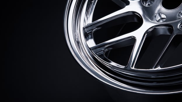 The polished chrome wheel capturing modern automotive elegance and design. photo