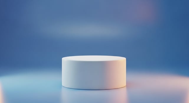 White Cylinder Podium on Blue Gradient Background with Soft Lighting image photo