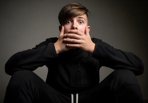 Gen Z speechless reaction conveys modern youthful sentiments of surprise and disbelief photo