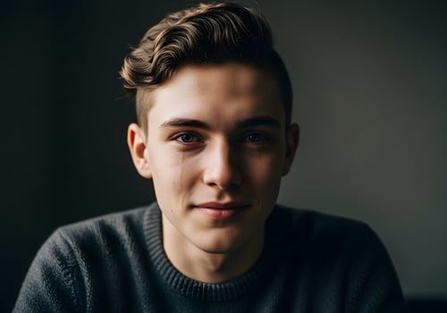 Portrait reflecting gen Z emotive depth and vulnerability with contemporary style photo
